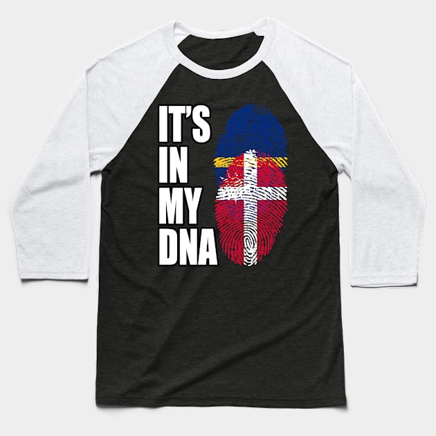 Danish And Nauruan Mix DNA Flag Heritage Baseball T-Shirt by Just Rep It!!